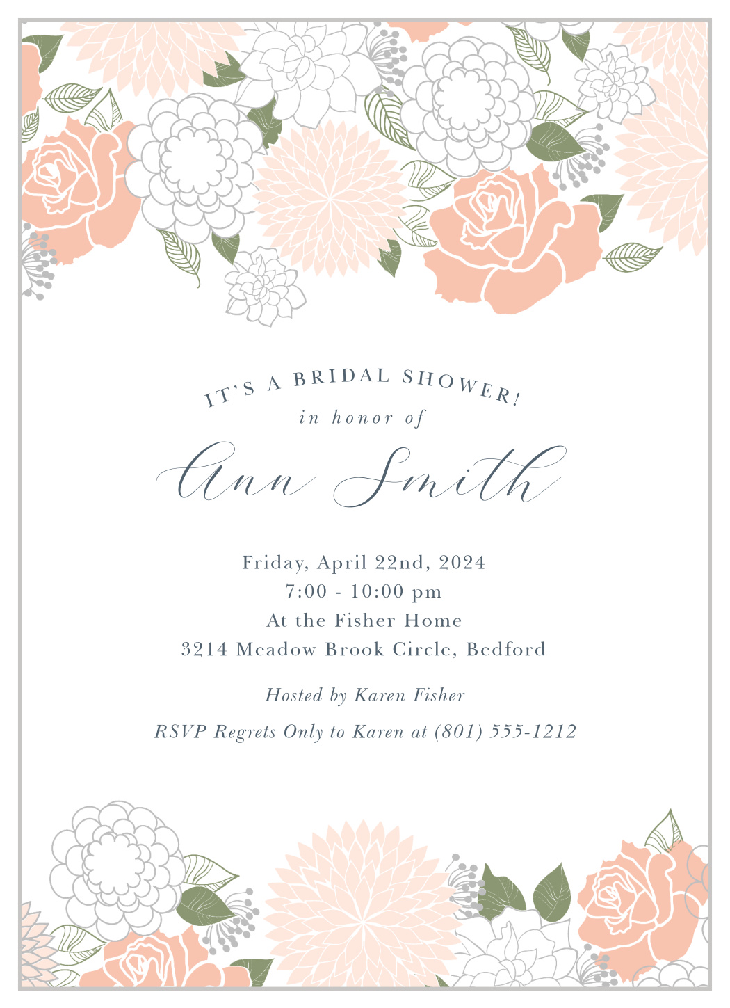 Flower Collage Bridal Shower Invitations
