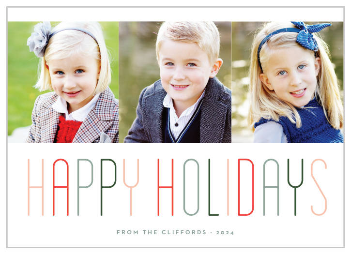 Spread the holiday cheer to your friends & family with the modern style of the Merry Multicolored Holiday Card.