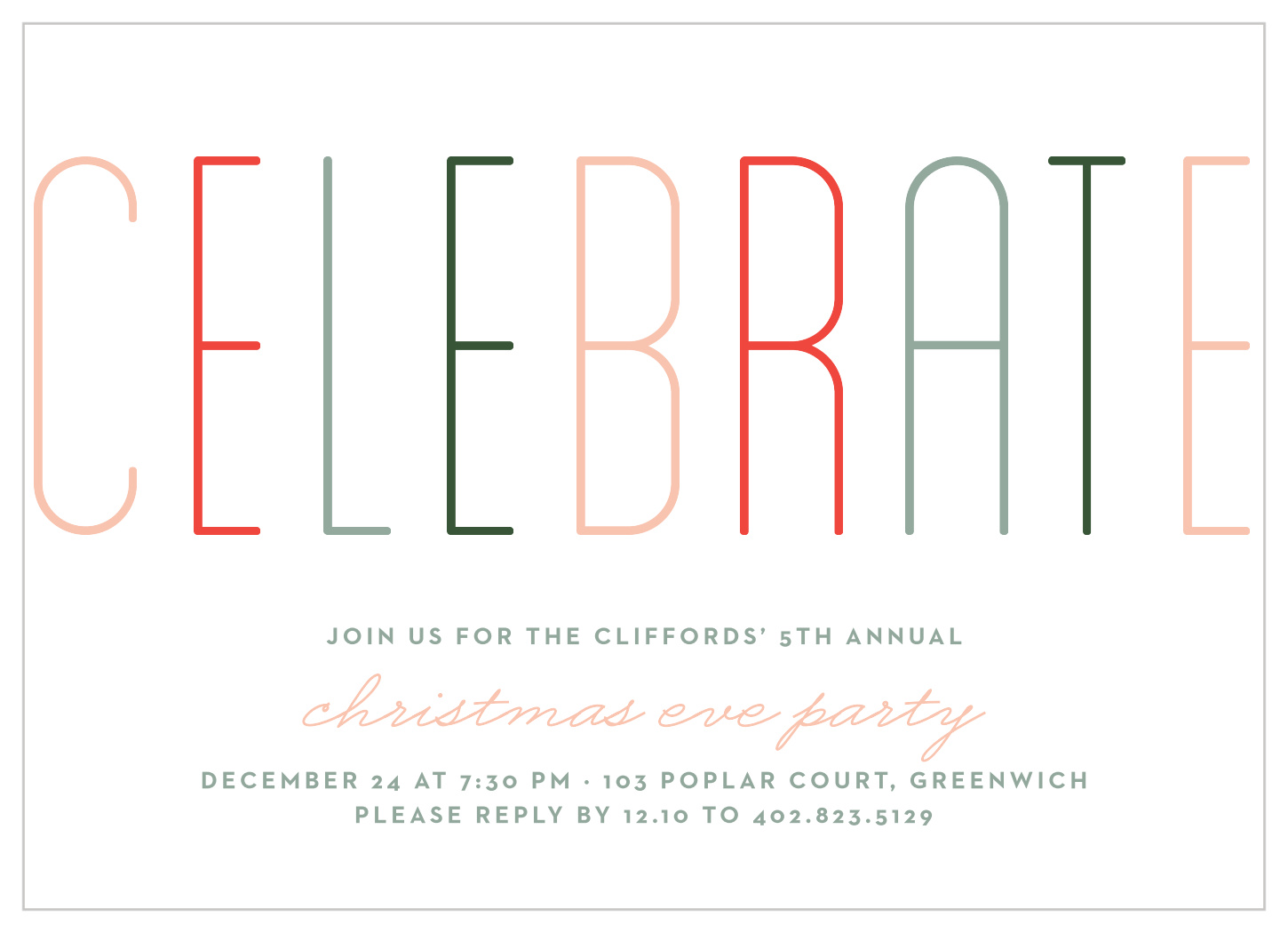 Merry Multicolored Holiday Invitations