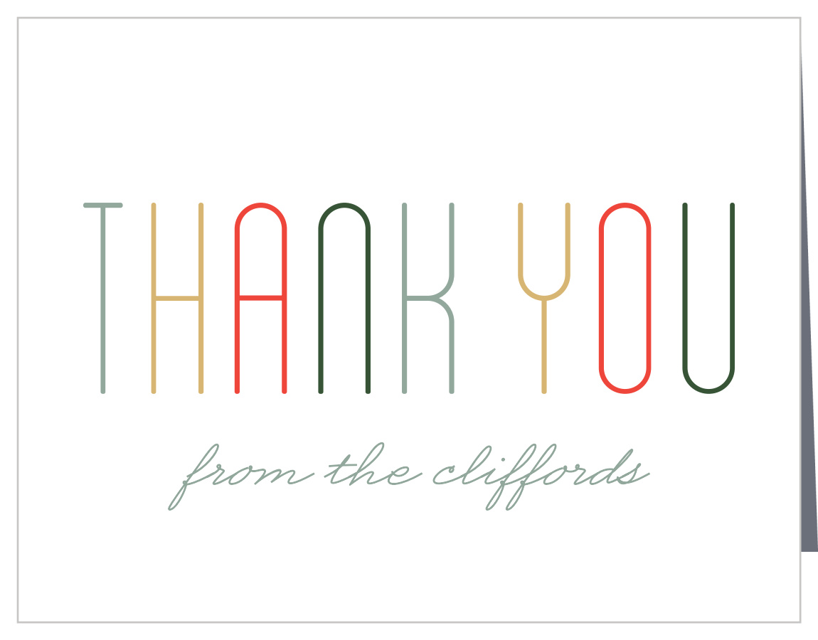 Merry Multicolored Foil Holiday Thank You Cards