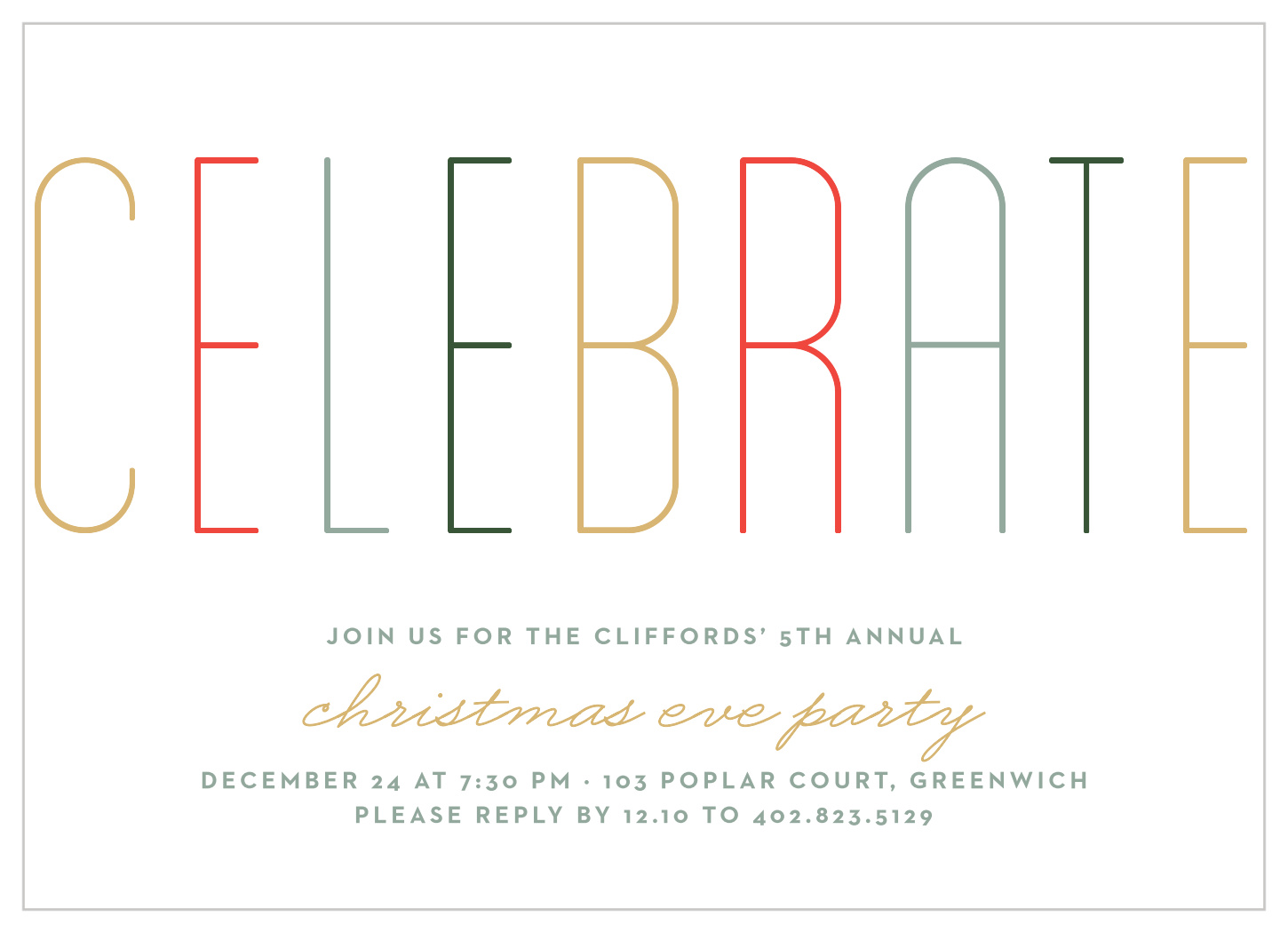 Merry Multicolored Foil Holiday Invitations