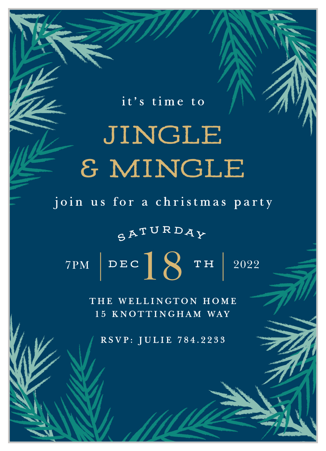 Cool Conifer Foil Christmas Invitations