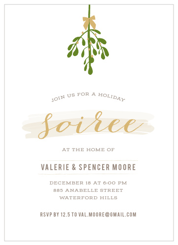 Mistletoe Soiree Foil Holiday Invitations