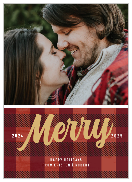 Commemorate your past few months with the rustic simplicity of the Buffalo Plaid Holiday Card.