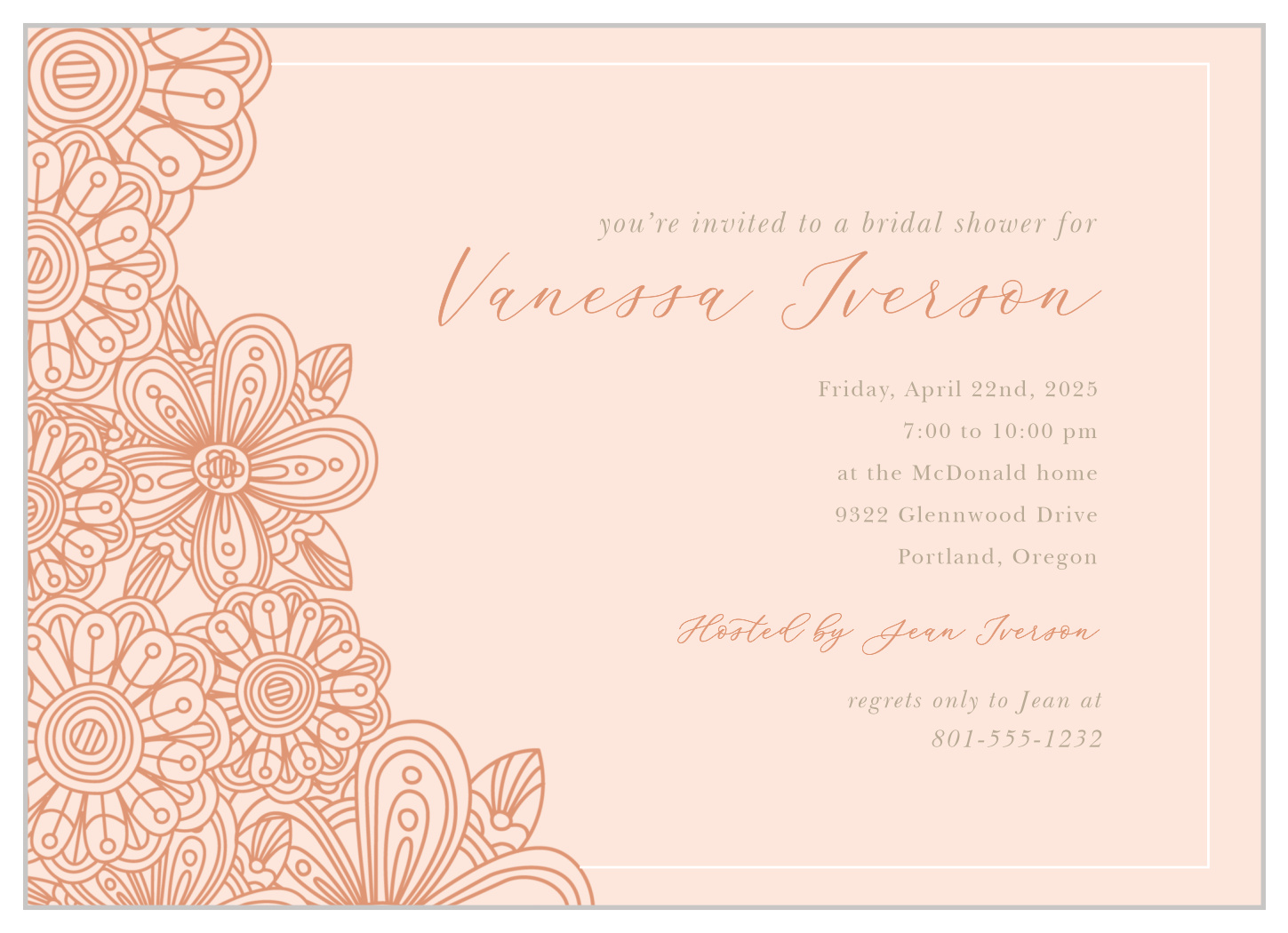 Pink Paisley Flower Bridal Shower Invitations