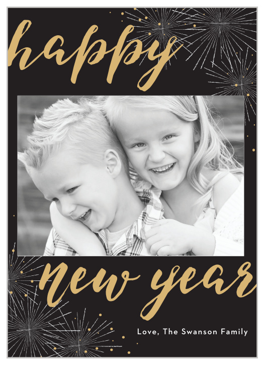 Our Festive Fireworks Foil New Year Cards will help your family take off this special time of year.
