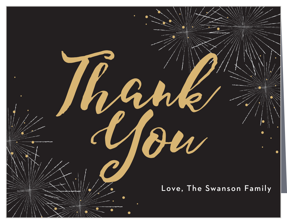 Festive Fireworks Foil Holiday Thank You Cards