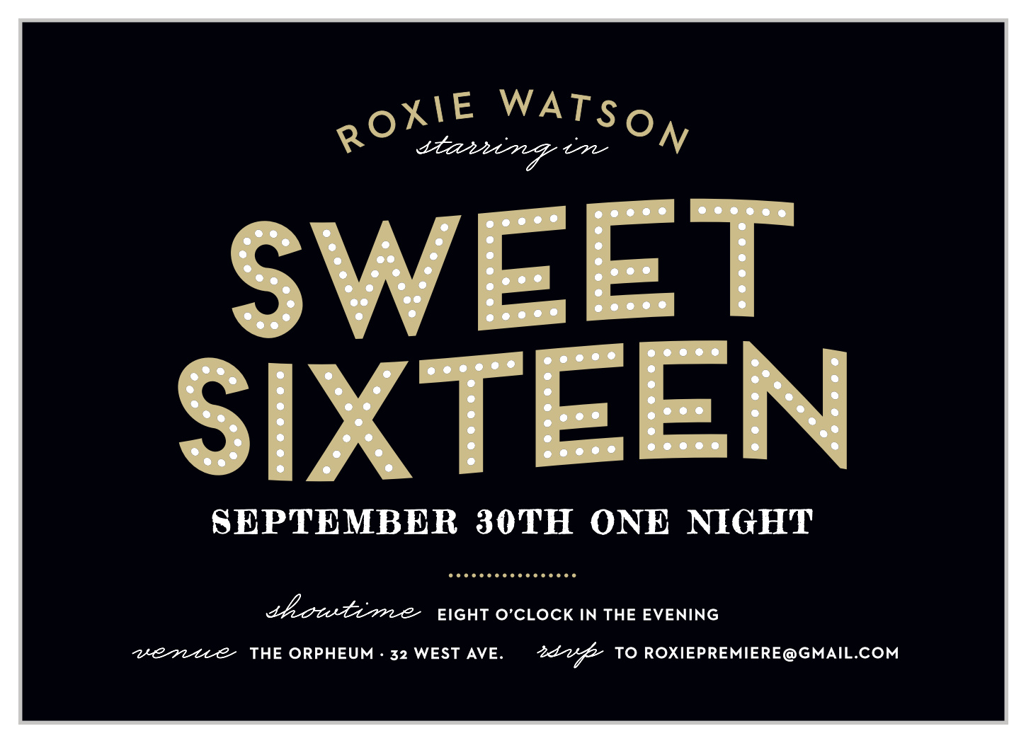 Broadway Bravo Sweet Sixteen Invitations