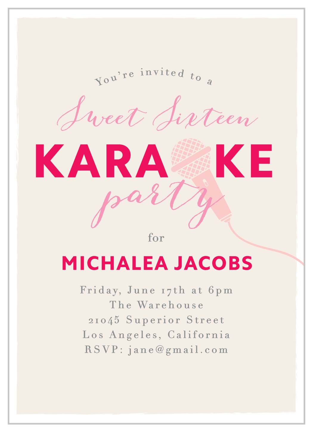 Cool Karaoke Sweet Sixteen Invitations
