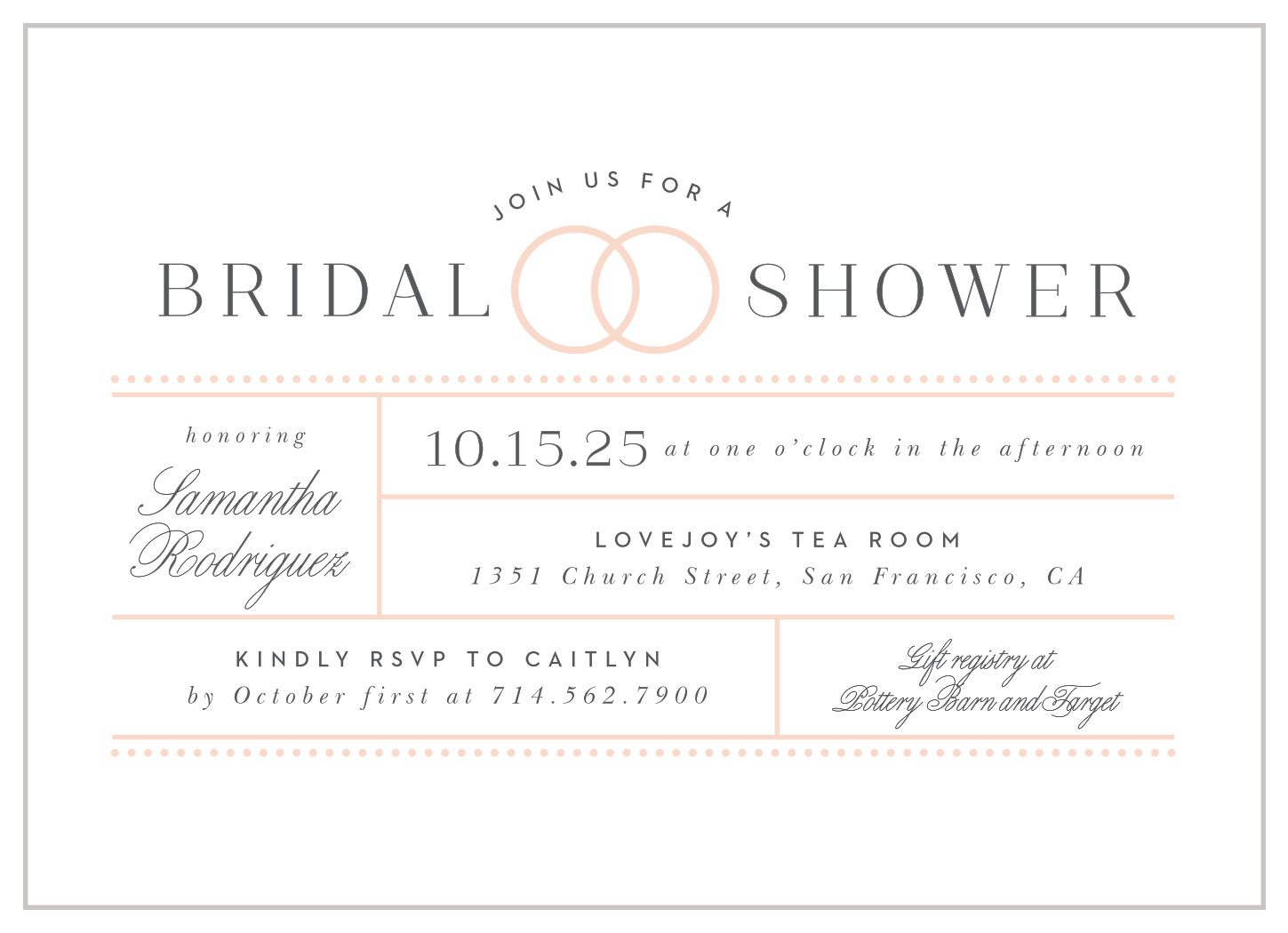 Union Ring Bridal Shower Invitations