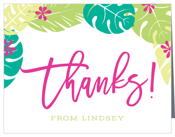 Hula your way into fondness (and frond-ness) with Laule‘a Luau Sweet Sixteen Thank You Cards.