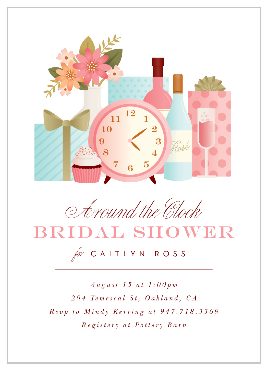 Ticking Clock Bridal Shower Invitations