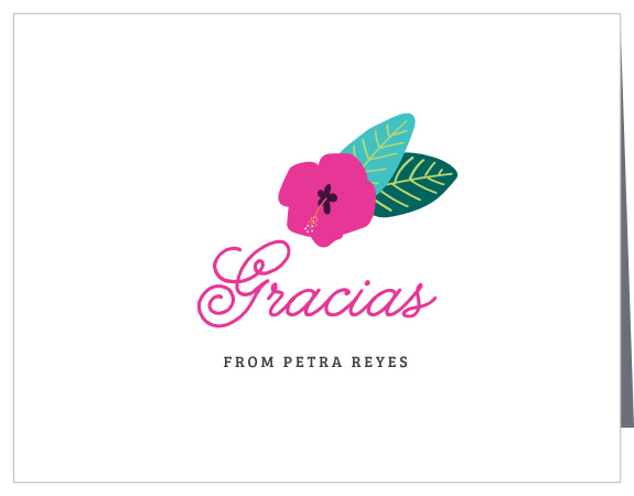 Simplicity is felicity; our Painted Flowers Quinceañera Thank You Cards exemplify that principle with a single flower adorning the space above your gratitude.