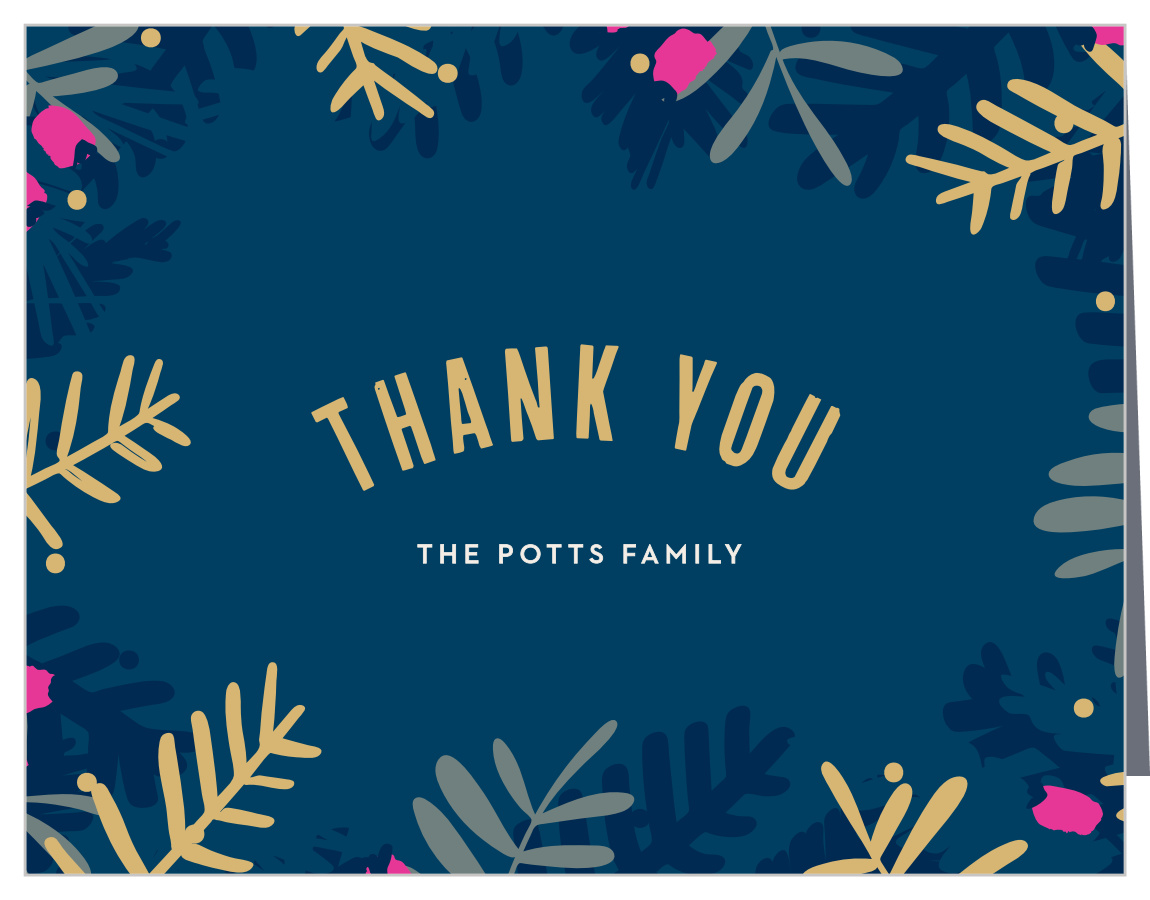 Blue Branches Foil Christmas Thank You Cards