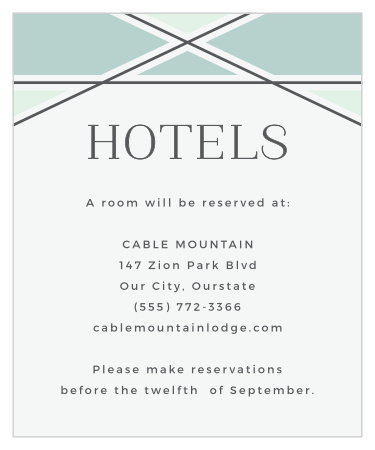 Inform the best local hotel to your out-of-town guests with our Simple Lines Accommodation Cards.