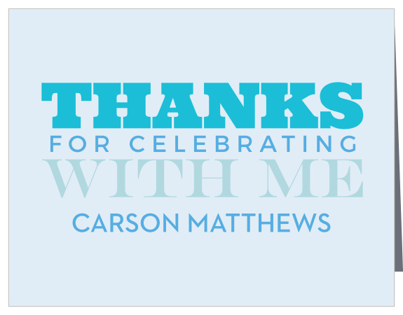 Using a combination of fonts and shades of blue, the VIP Tag Thank You Cards are simple but with a flourish!