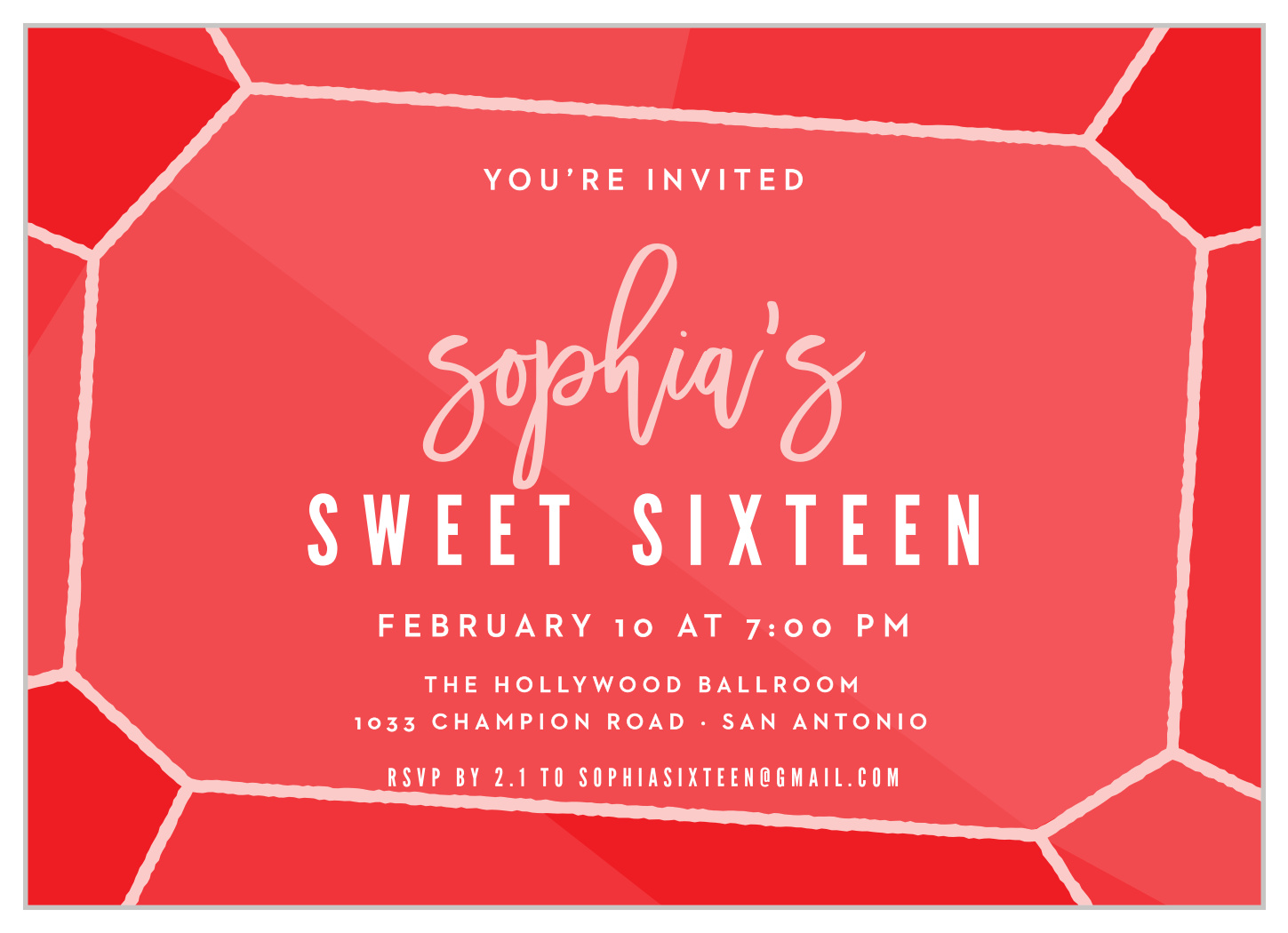 Glittery Gemstone Sweet Sixteen Invitations