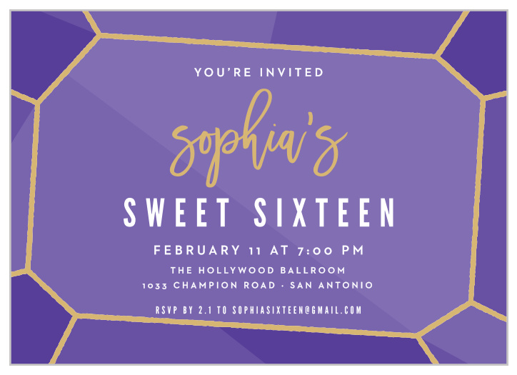 Glittery Gemstone Foil Sweet Sixteen Party Invitations are a glamorous card for a glamorous sweet sixteen!