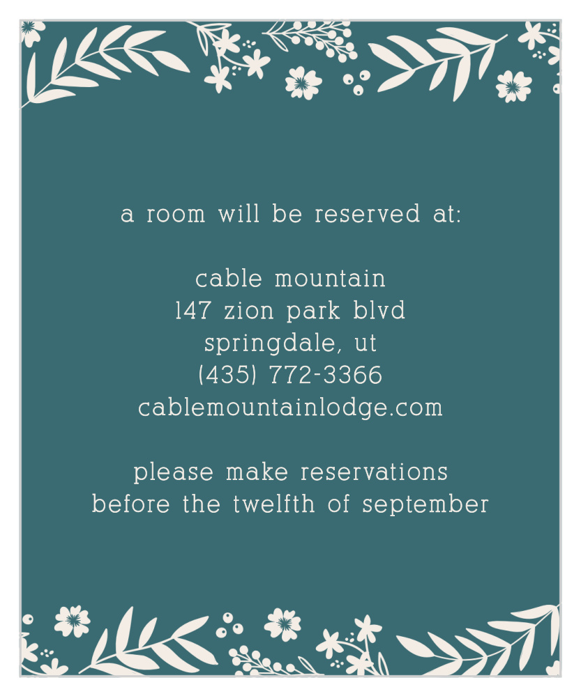 Blooming Monogram Accommodation Cards