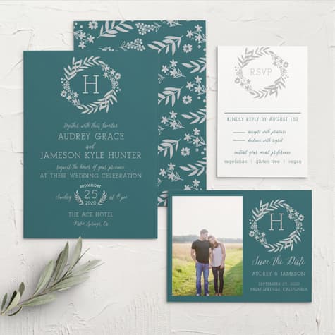Blooming Monogram Foil Wedding Invitations
