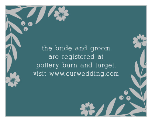 Use our Blooming Monogram Foil Registry Cards to ensure that you only receive one blender on your wedding day instead of three.