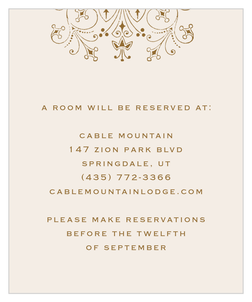 Floral Filigree Accommodation Cards