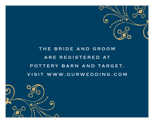 Use the elegantly ornate design on our Floral Filigree Foil Registry Cards to guarantee that you only receive the gifts you actually want and need.