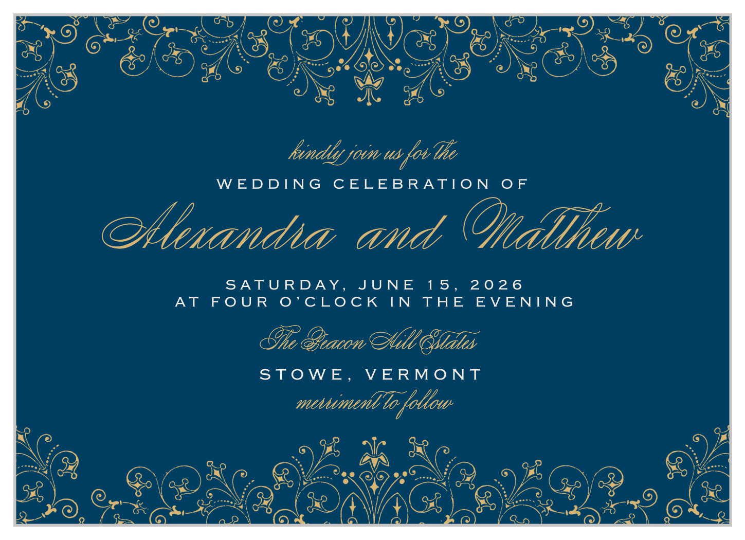 Floral Filigree Foil Wedding Invitations