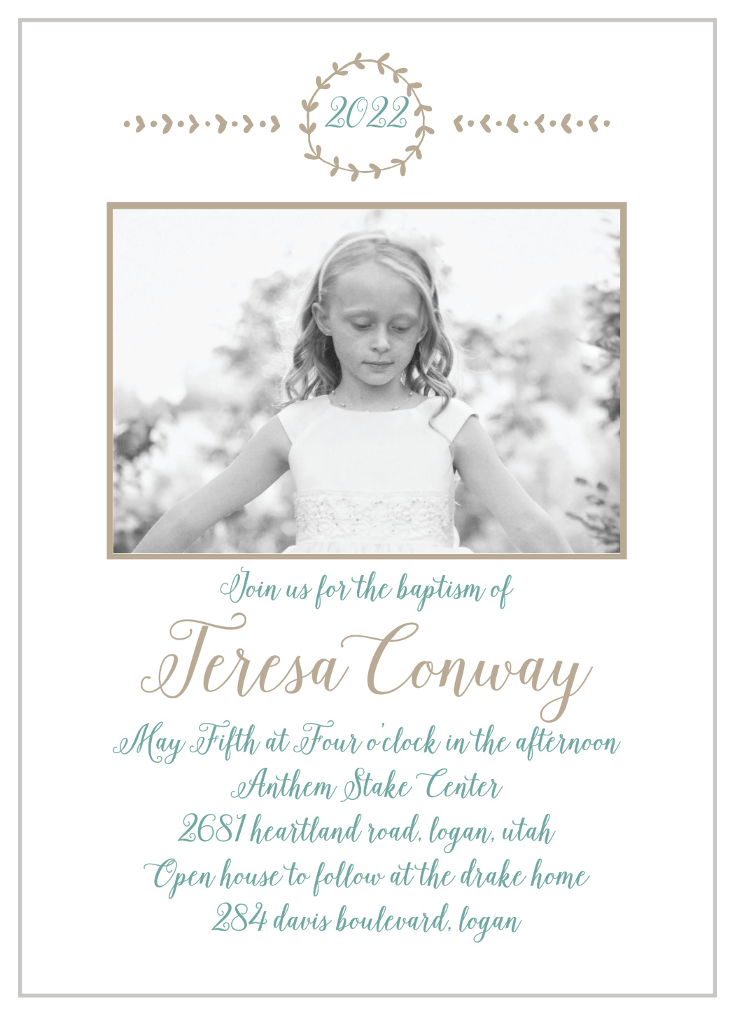 Back To Nature Photo LDS Baptism Invitations