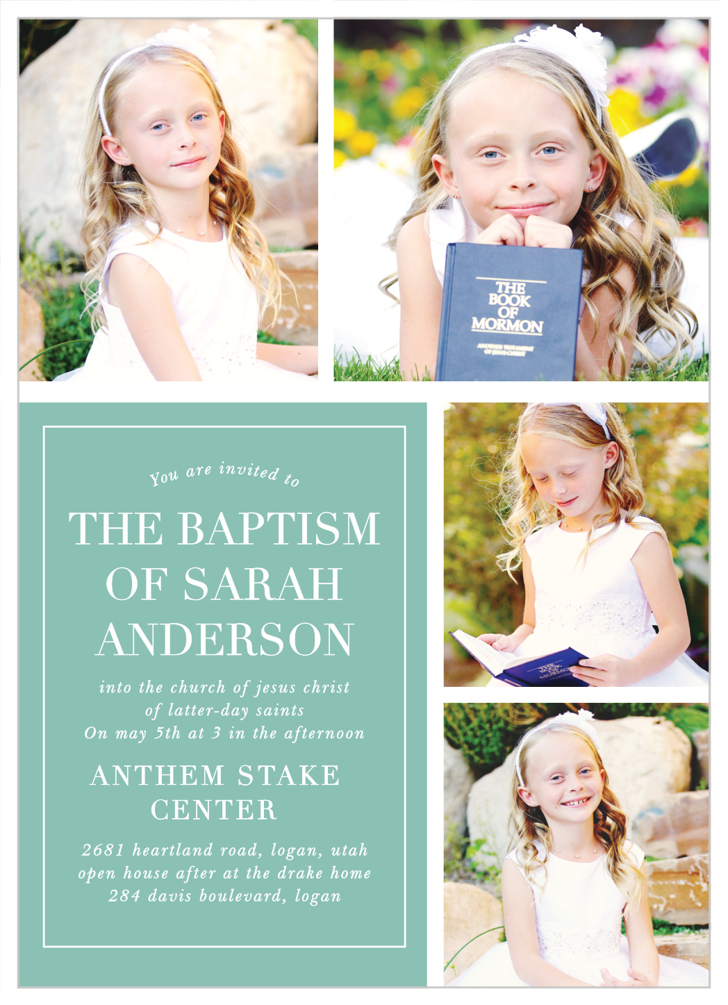 Book Frame LDS Baptism Invitations