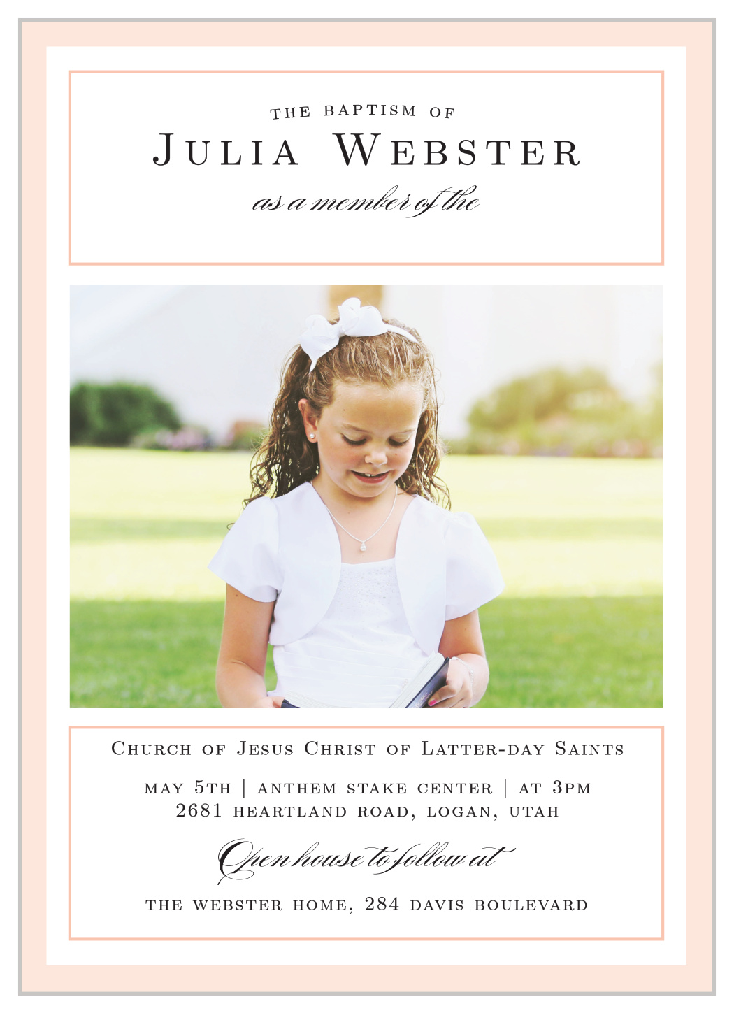 Moving On Girl LDS Baptism Invitations