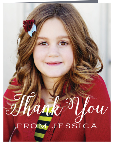 Nothing makes a more beautiful background than a photo of your child, and with that idea in mind we've created Simplicity Portrait LDS Baptism Thank You Cards.