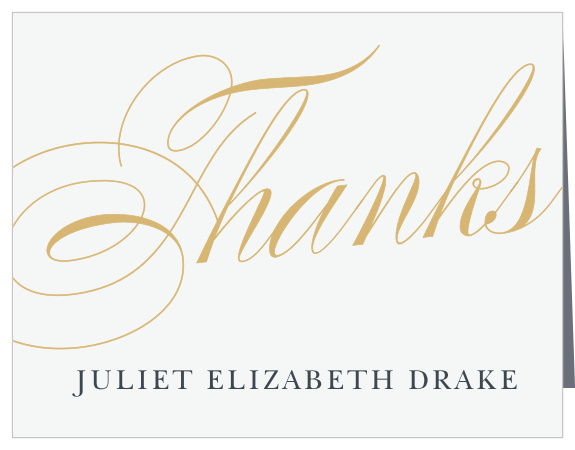 Script Foil LDS Baptism Thank You Cards are exquisitely designed, with their pure white backdrop and large, gold-foiled, swirled script.