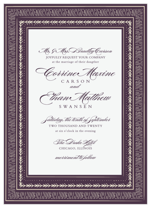 Ornate Frame Wedding Invitations ensure that your wedding day is truly a treasured memory for yourself and all of your guests.