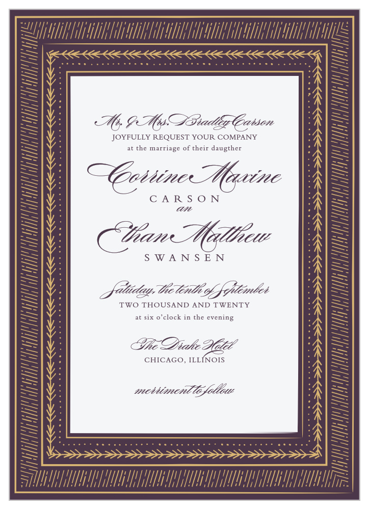 Ornate Frame Foil Wedding Invitations