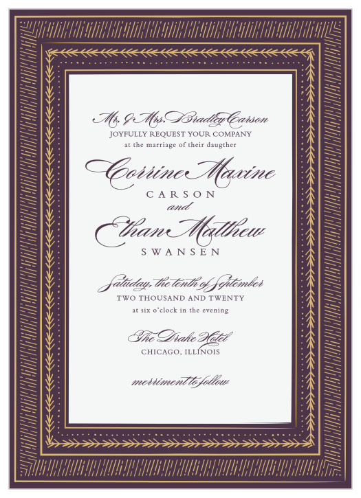 Ornate Frame Foil Wedding Invitations ensure that your wedding day is truly a treasured memory for yourself and all of your guests.