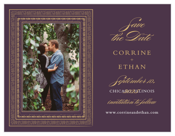 Ornate Frame Foil Save-the-Date Cards ensure that your guests mark their calendars well in advance of your special day.