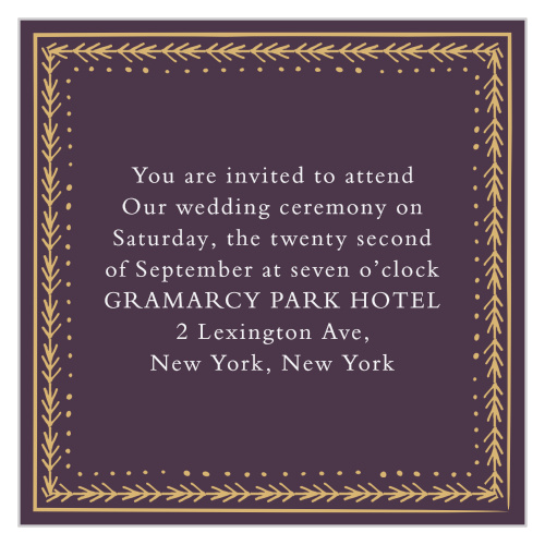 Ornate Frame Foil Ceremony Cards are essential if you plan on having a smaller, more intimate ceremony that doesn't necessarily include all of the guests at your reception.