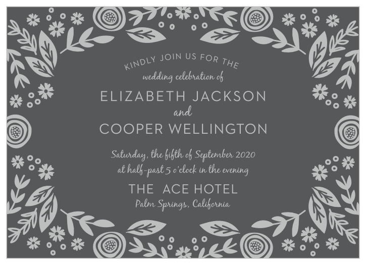 See the whimsical florals and trendy fonts of the Gardens Abound Foil Wedding Invitations in your wedding colors. Add your names and wedding details.