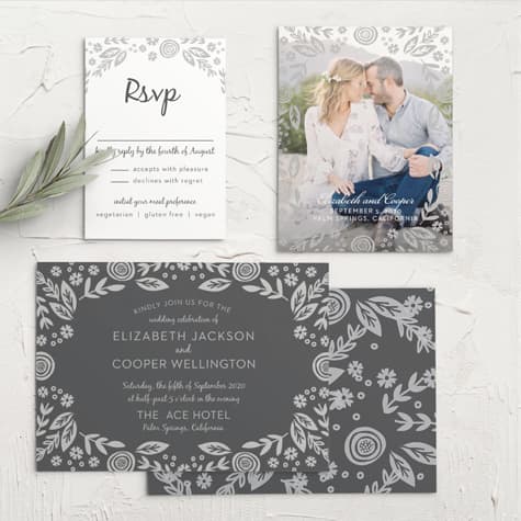 Gardens Abound Foil Wedding Invitations