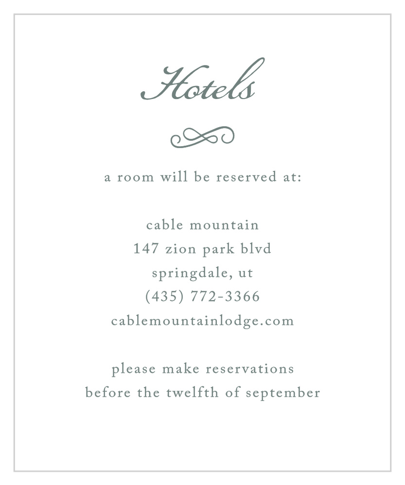 Rustic Elegance Accommodation Cards