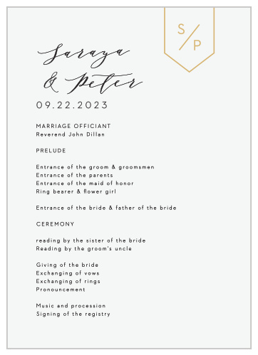 Help your guests follow along with each special moment in your wedding ceremony, using our beautifully simple Minimalist Pennant Wedding Programs.