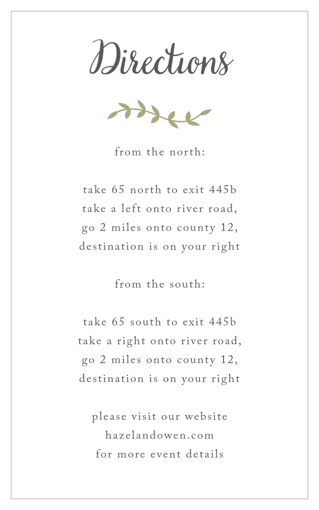 Rustic Nature Direction Cards
