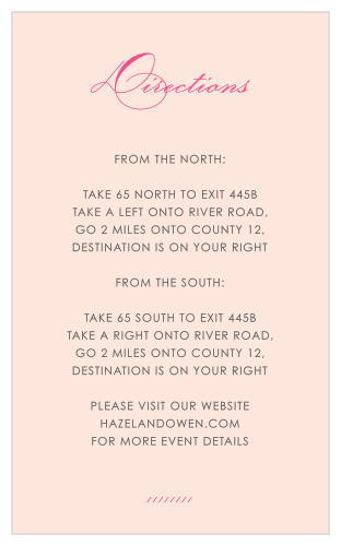 Make sure your guests know the best routes to get to your wedding using the Modern Script Direction Cards.