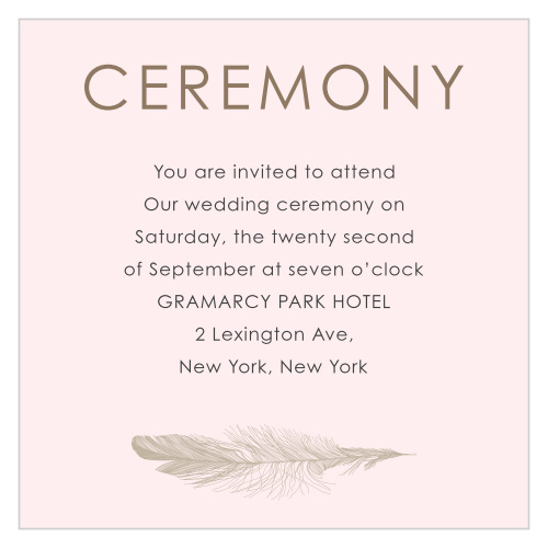 Make sure your guests know the ceremony details using the Light As A Feather Ceremony Cards.