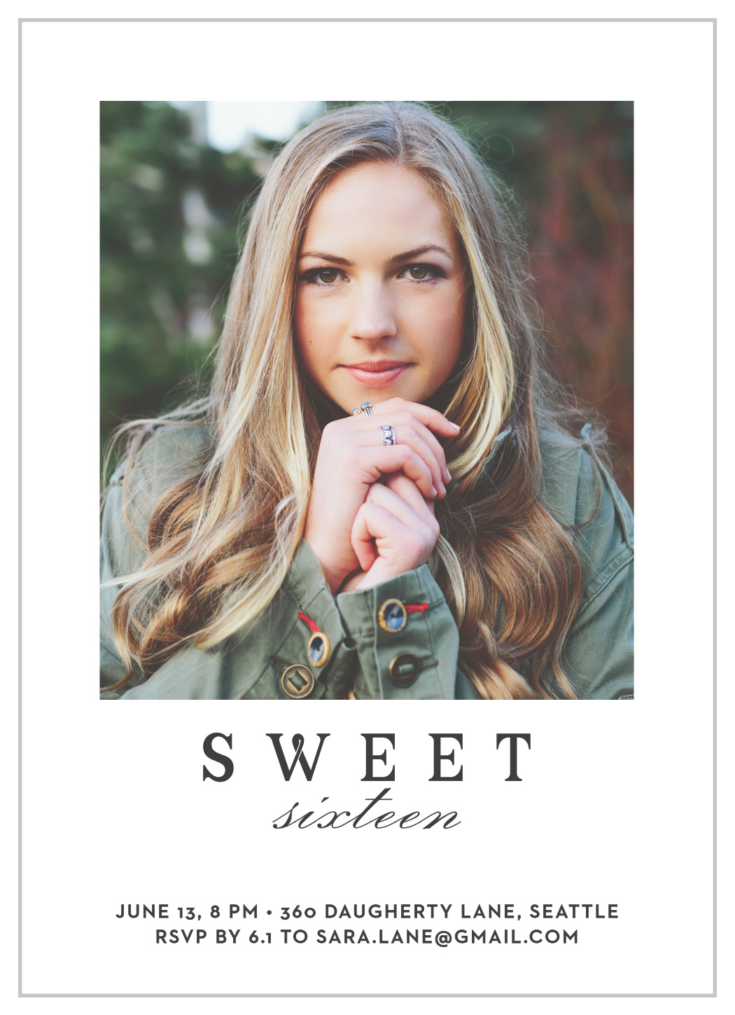 Simple Sweet Sixteen Invitations