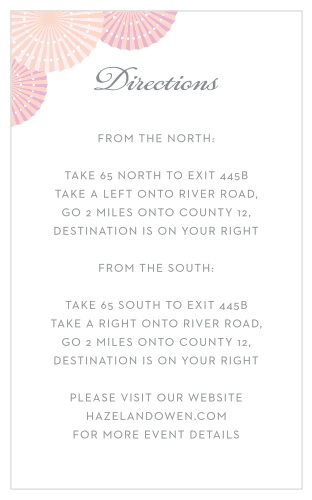Make sure your guests know the best routes to get to your wedding using the Paper Rosettes Direction Cards.