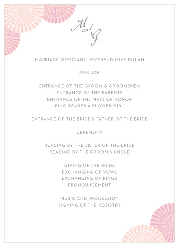 Let your guest know what to expect at your wedding using the Paper Rosettes Wedding Programs.