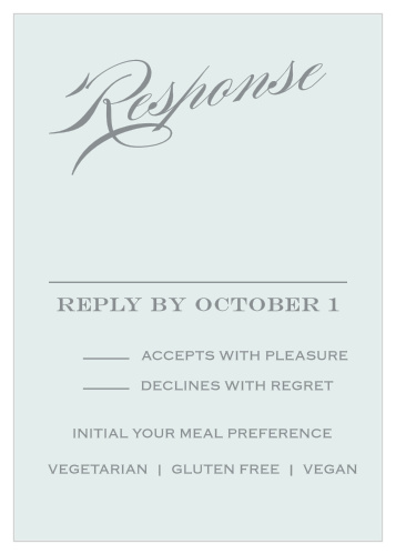 Prim & Proper Response Cards give you the opportunity to tally up all of your guests, as well as their individualized needs.