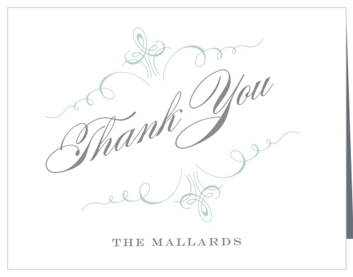 With a series of artful swirls decorating its face, a careful calligraphy sprawling diagonally across its center, and your names standing in a sharp print along the bottom border, these cards are a picture-perfect representation of what your guests can expect at your wedding.